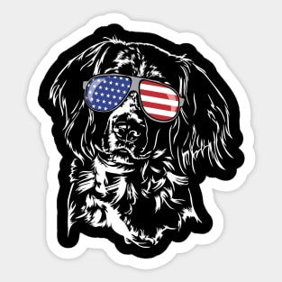 Small Munsterlander Pointer American Flag sunglasses patriotic dog Sticker